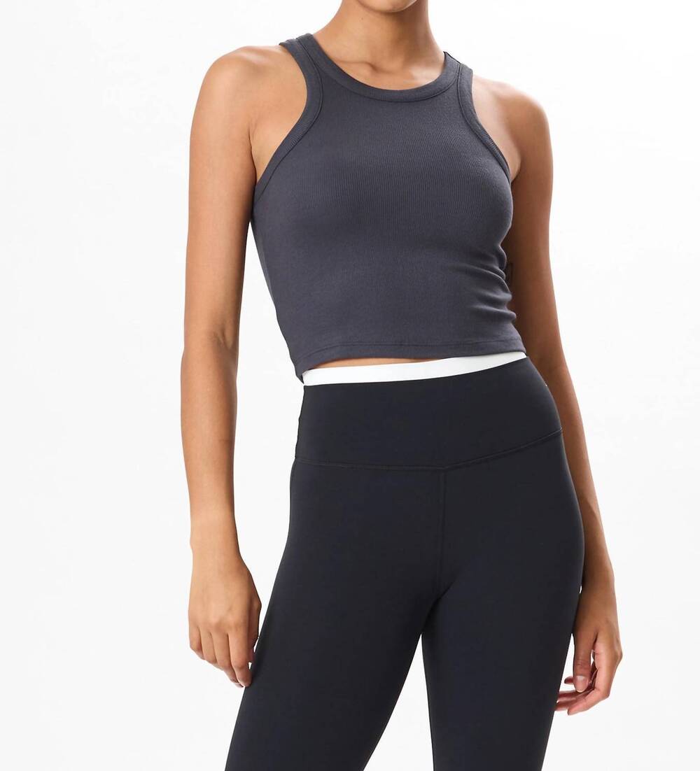 NEW SPLITS59 kiki crop rib tank top in graphite
